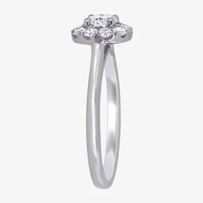 (D-E / Vs1) Womens 3/4 CT. T.W. Lab Grown White Diamond 14K Gold Round Halo Engagement Ring