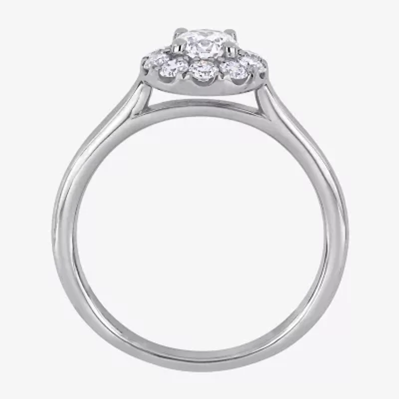 (D-E / Vs1) Womens 3/4 CT. T.W. Lab Grown White Diamond 14K Gold Round Halo Engagement Ring