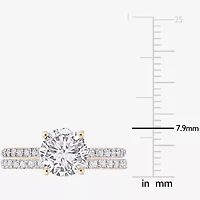 Womens Lab Created White Sapphire 10K Gold Round Side Stone Bridal Set
