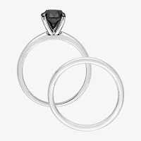 Womens / CT. Natural Black Diamond 14K Gold Round Solitaire Bridal Set