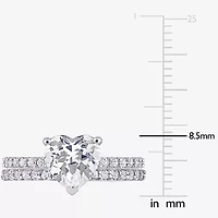 Womens Lab Created White Sapphire 10K Gold Heart Side Stone Bridal Set