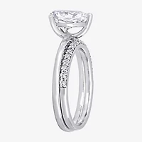 Womens Lab Created White Sapphire 10K Gold Pear Solitaire Bridal Set