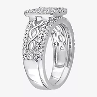 Womens 1/3 CT. T.W. Natural White Diamond Sterling Silver Halo Bridal Set