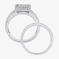 Womens 1/3 CT. T.W. Natural White Diamond Sterling Silver Halo Bridal Set