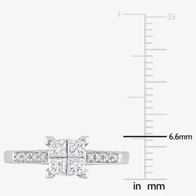 Womens 5/8 CT. T.W. Natural White Diamond 10K Gold Side Stone Engagement Ring