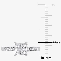 Womens 5/8 CT. T.W. Natural White Diamond 10K Gold Side Stone Engagement Ring