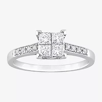 Womens 5/8 CT. T.W. Natural White Diamond 10K Gold Side Stone Engagement Ring