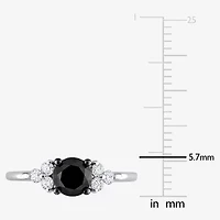 Womens 1 1/5 CT. T.W. Natural Black Diamond 10K White Gold Round Engagement Ring