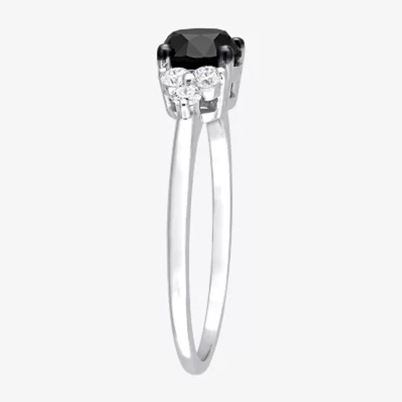 Womens 1 1/5 CT. T.W. Natural Black Diamond 10K White Gold Round Engagement Ring
