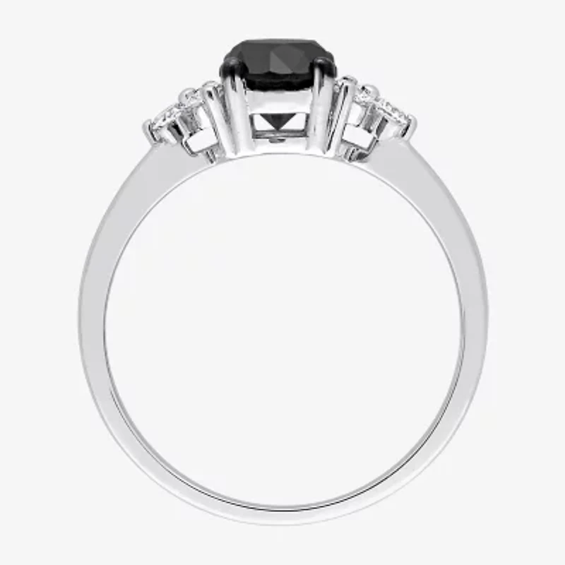 Womens 1 1/5 CT. T.W. Natural Black Diamond 10K White Gold Round Engagement Ring