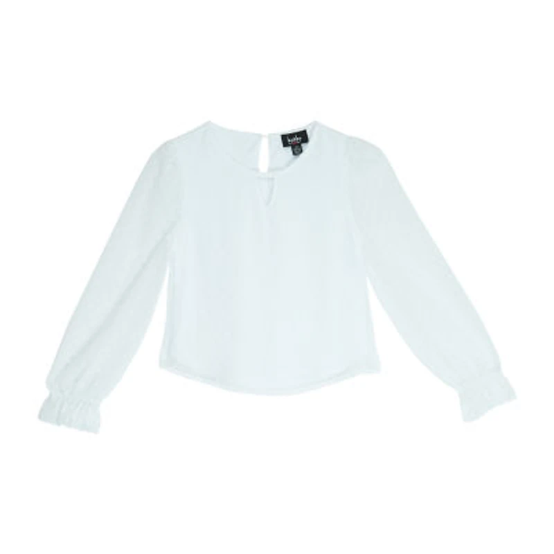 Byer California Little & Big Kid Girls Keyhole Neck Long Sleeve Blouse