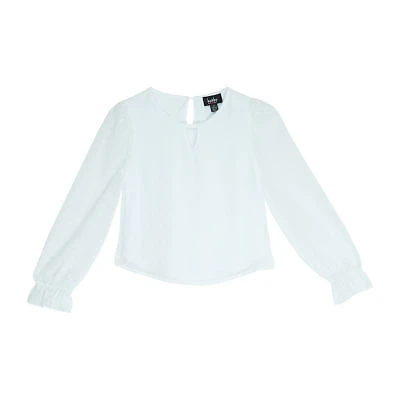 Byer California Little & Big Kid Girls Keyhole Neck Long Sleeve Blouse