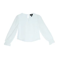 Byer California Little & Big Kid Girls Keyhole Neck Long Sleeve Blouse