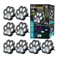 Bell + Howell Solar Powered Paw Print Disk Lights - 8 Pack