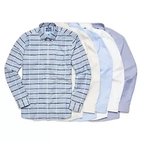 Stafford Coolmax All Season Ecomade Oxford Mens Regular Fit Stretch Fabric Wrinkle Free Long Sleeve Dress Shirt