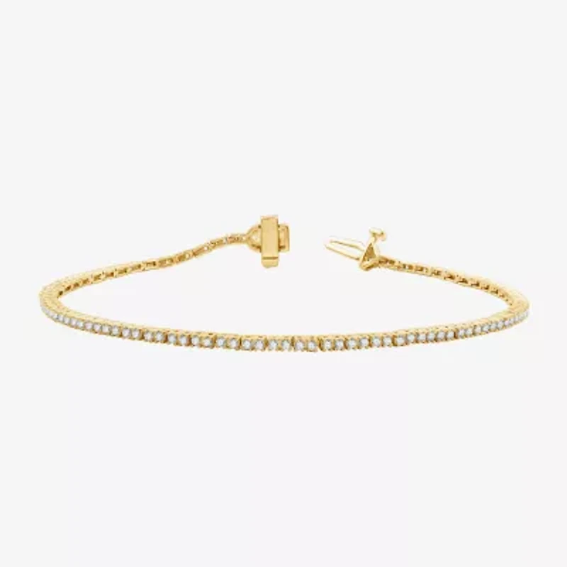 (H-I / Si2-I1) 1 CT. T.W. Lab Grown White Diamond 10K or 14K White or Yellow Gold 7.25 Inch Tennis Bracelet