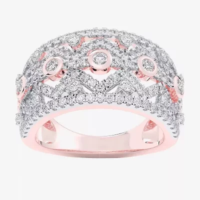 G-H / Si1-Si2) Womens CT. T.W. Lab Grown White Diamond 10K Rose Gold Band