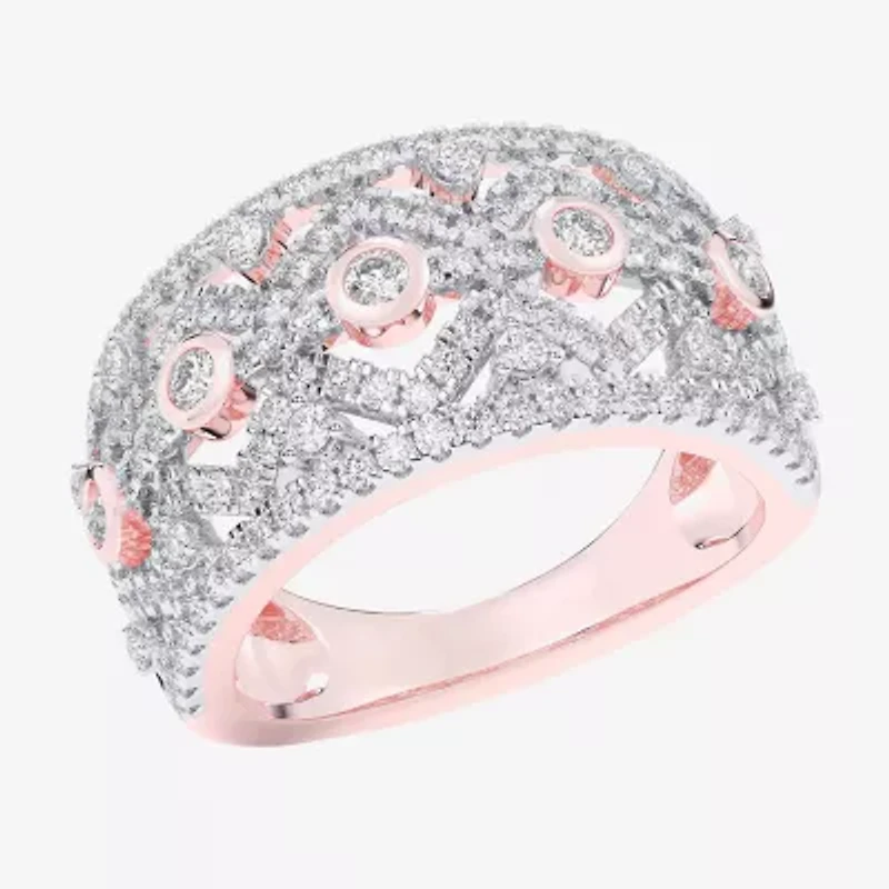 G-H / Si1-Si2) Womens CT. T.W. Lab Grown White Diamond 10K Rose Gold Band