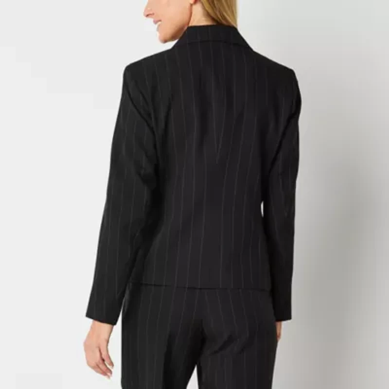 Black Label by Evan-Picone Pinstripe Womens Classic Fit Suit Jacket