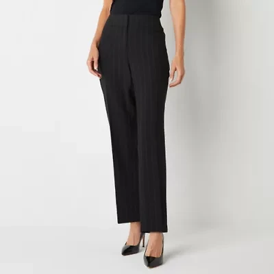 Black Label by Evan-Picone Pinstripe Womens Straight Mid Rise Trouser