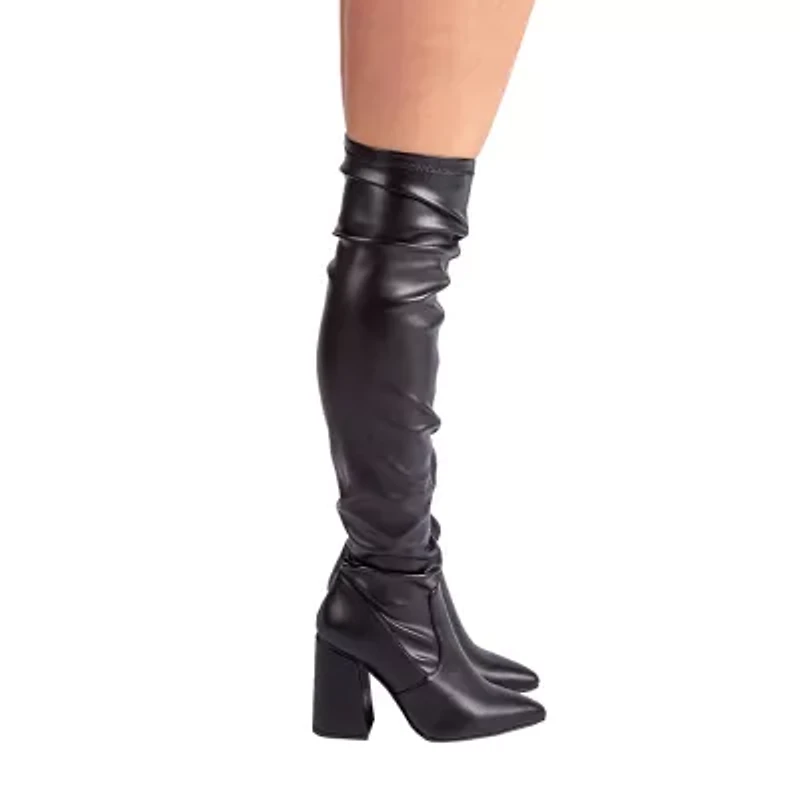 Qupid Womens Maelie Block Heel Over the Knee Boots