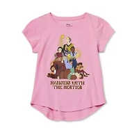 Disney Collection Little & Big Kid Girls Crew Neck Short Sleeve Regular Fit Wish Graphic T-Shirt