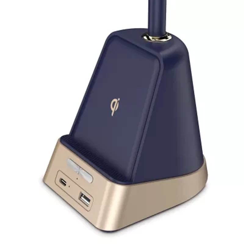 Sheffield Labs 18" James Matte Blue & Gold Led Desk Lamp
