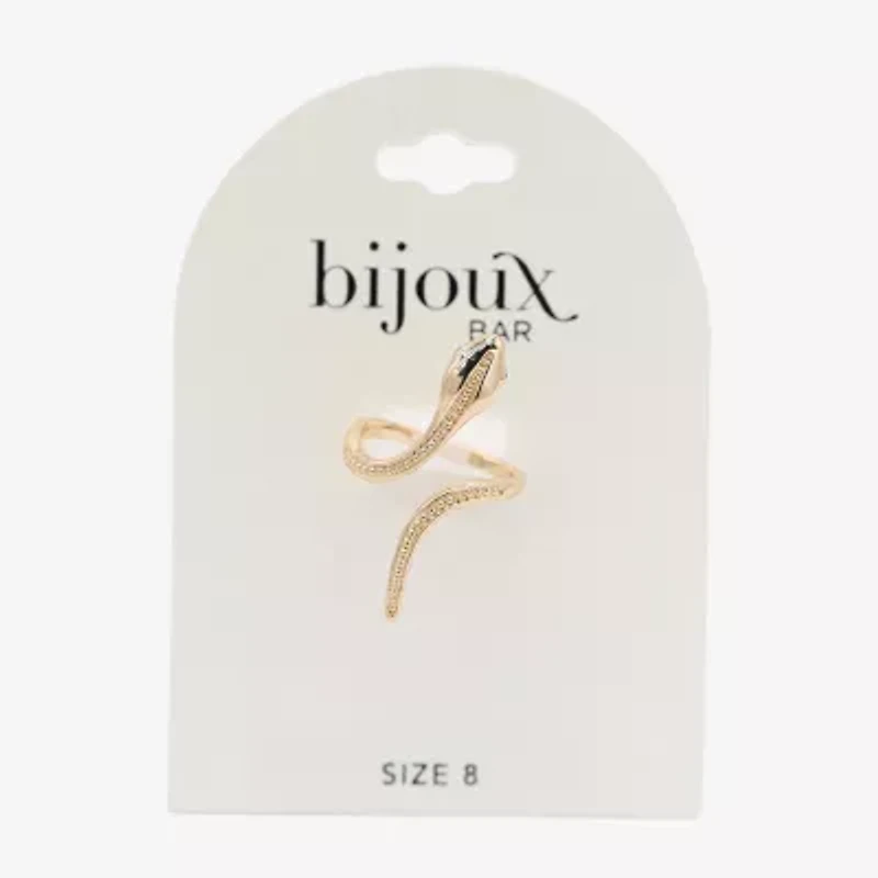 Bijoux Bar Gold Tone Snake Womens 2.5MM Black Cubic Zirconia 14K Gold Over Brass Band