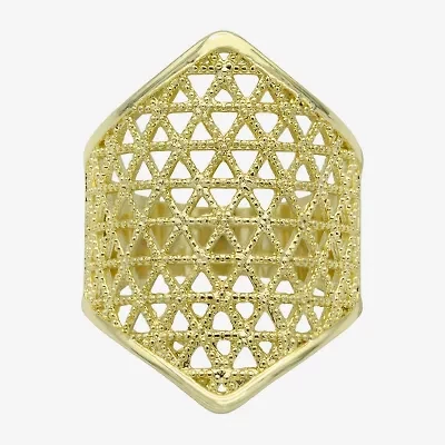 Sparkle Allure Woven Shield Womens 14K Gold Over Brass Cocktail Ring
