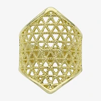 Sparkle Allure Woven Shield Womens 14K Gold Over Brass Cocktail Ring