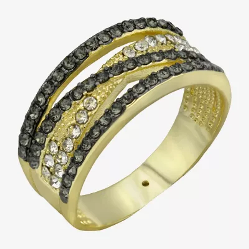 Sparkle Allure Womens 4MM Black Crystal 14K Gold Over Brass Crossover Band