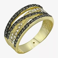 Sparkle Allure Womens 4MM Black Crystal 14K Gold Over Brass Crossover Band
