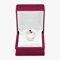 Sparkle Allure Womens Red Crystal Pure Silver Over Brass Heart Ring Set