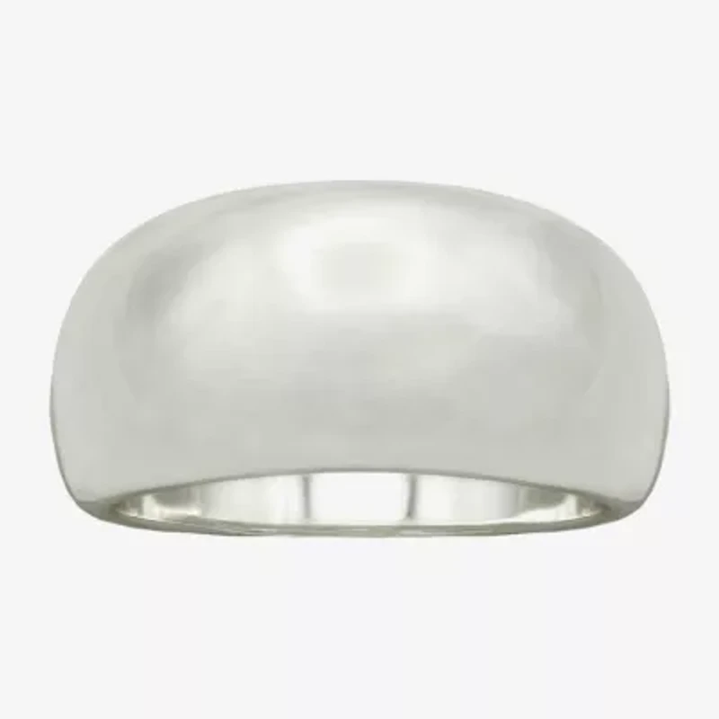 Sparkle Allure Polished Dome Womens 4MM Pure Silver Over Brass Band