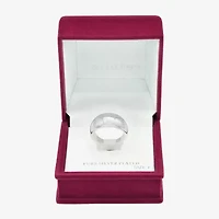 Sparkle Allure Polished Dome Womens 4MM Pure Silver Over Brass Band