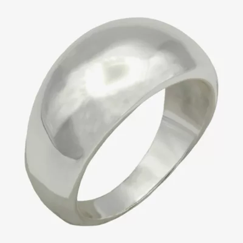 Sparkle Allure Polished Dome Womens 4MM Pure Silver Over Brass Band