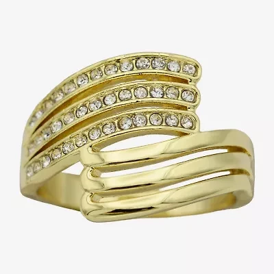Sparkle Allure Wavy Wrap Womens 3MM Crystal 14K Gold Over Brass Bypass  Band