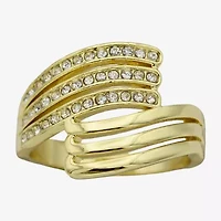 Sparkle Allure Wavy Wrap Womens 3MM Crystal 14K Gold Over Brass Bypass  Band
