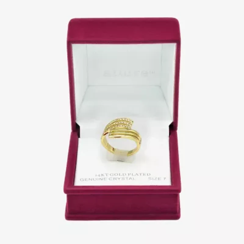Sparkle Allure Wavy Wrap Womens 3MM Crystal 14K Gold Over Brass Bypass  Band