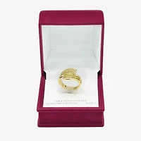 Sparkle Allure Wavy Wrap Womens 3MM Crystal 14K Gold Over Brass Bypass  Band