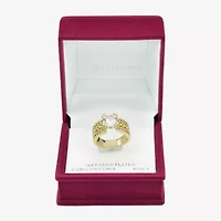 Sparkle Allure Triple Band Womens Cubic Zirconia 14K Gold Over Brass Round Engagement Ring