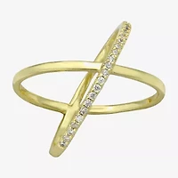 Sparkle Allure Open X Womens 3MM Cubic Zirconia 14K Gold Over Brass Crossover Band