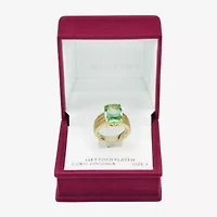 Sparkle Allure Split Shank Womens Green Crystal 14K Gold Over Brass Cocktail Ring