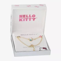 Womens 18K Gold Over Brass Solid Hello Kitty 6 1/2 Inch Link Bracelet