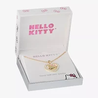 Hello Kitty Womens Crystal 18K Gold Over Brass Heart 18 Inch Pendant Necklace
