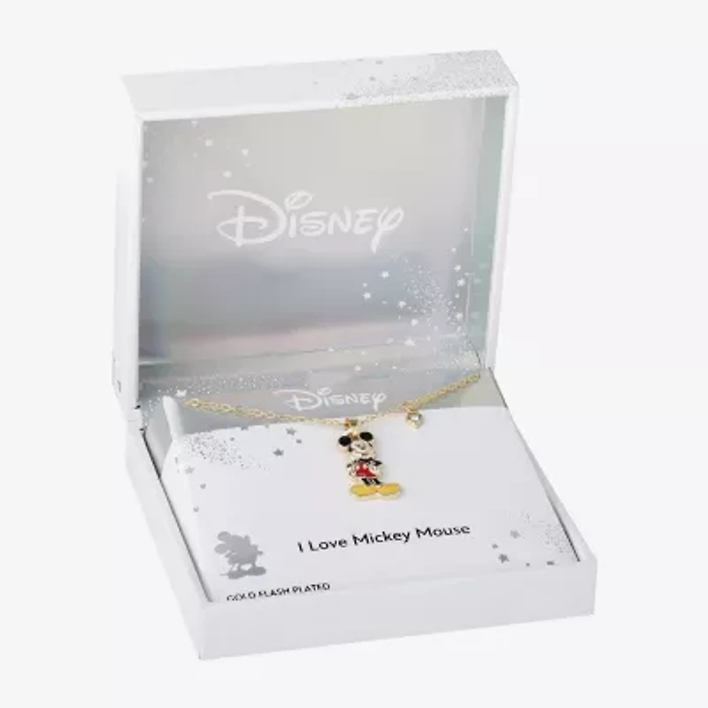 Disney Classics Womens Crystal 18K Gold Over Brass 18 Inch Pendant Necklace