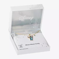 Disney Classics Womens Blue Crystal 18K Gold Over Brass 18 Inch Pendant Necklace