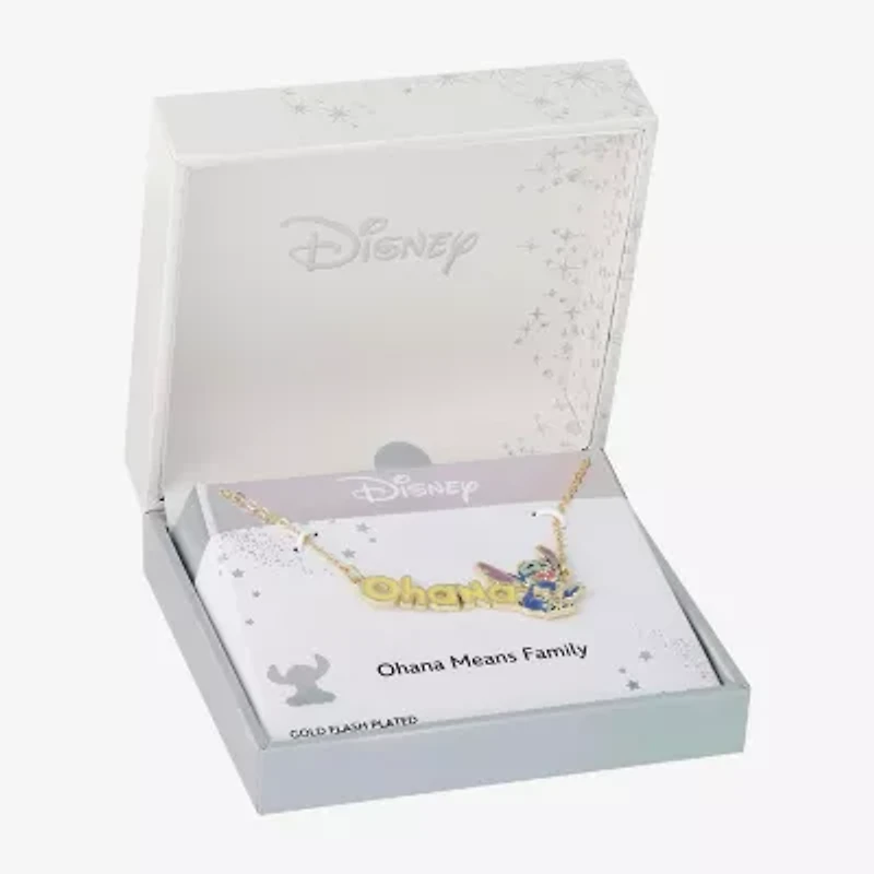 Disney Classics Ohana Womens 18K Gold Over Brass 16 Inch Pendant Necklace