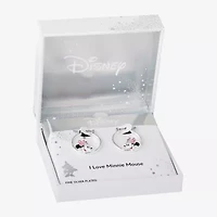 Disney Classics Womens Crystal 22.8mm Bow Minnie Mouse Hoop Earrings