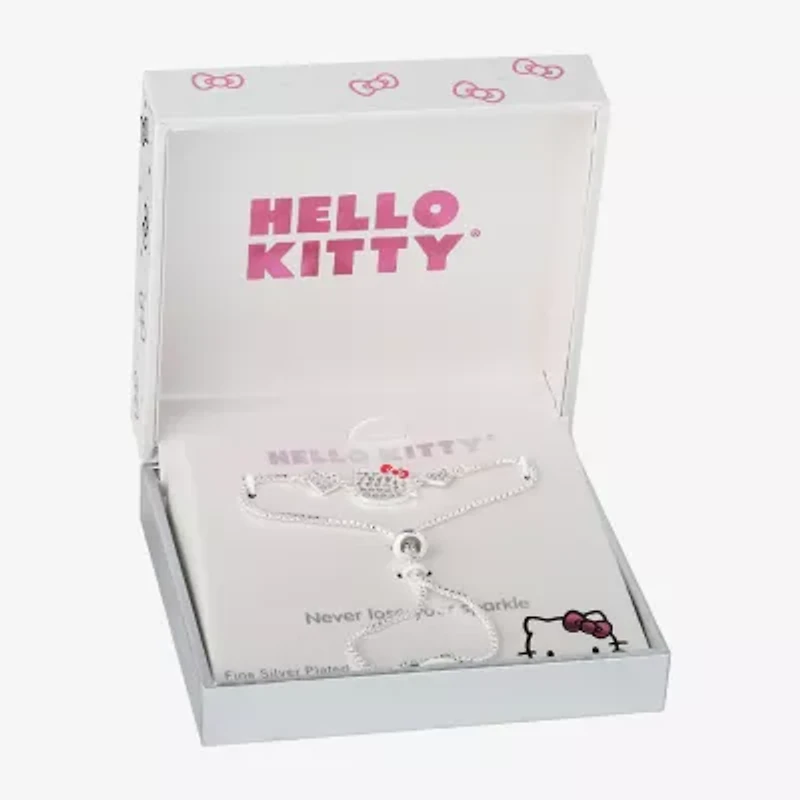 Womens Crystal Bow Heart Hello Kitty Bolo Bracelet